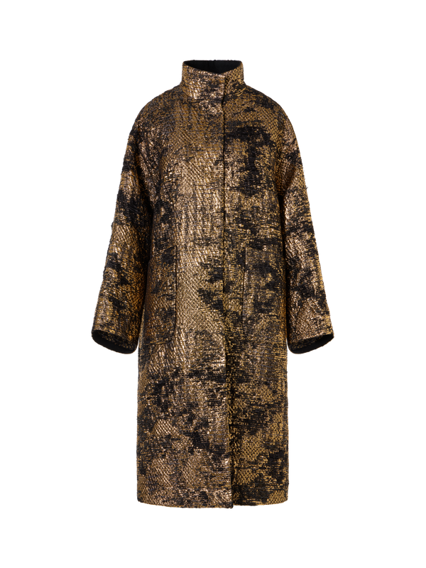 Designer テクノラメ コート The Lucas Coat（ルーカス・コート） - ブラック - ゴールド