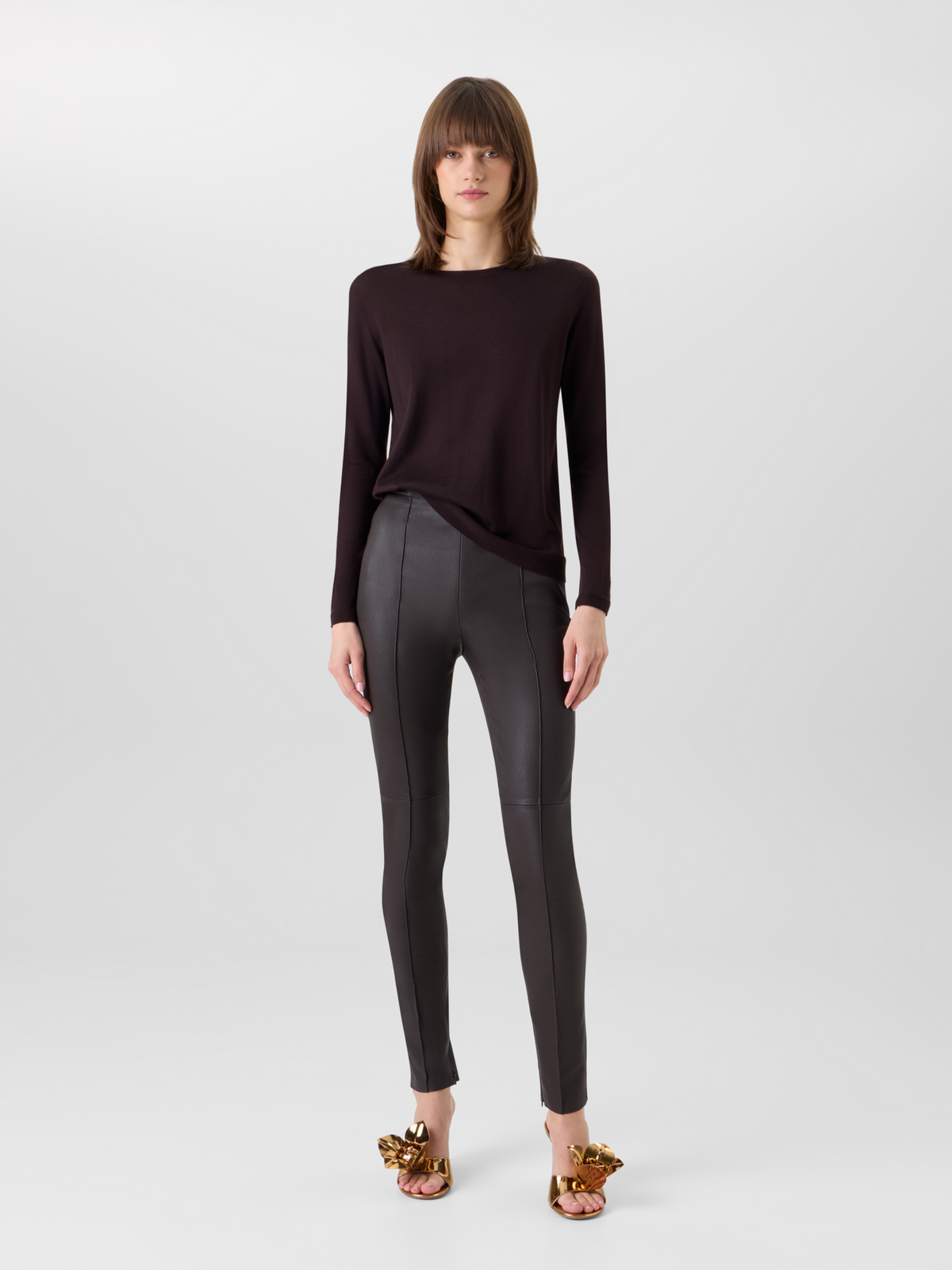 Designer ストレッチレザー パンツThe Flame Pants（フレイム・パンツ) - ブラウン #editorial