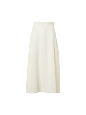Designer フリンジ付きテクノグリッド素材 (ポリエステル) ・スカート - エクリュ