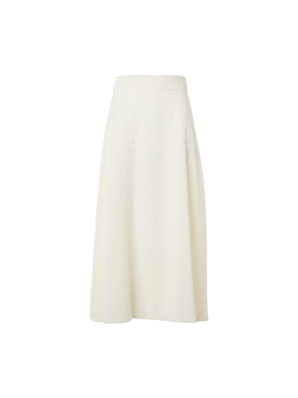 Designer フリンジ付きテクノグリッド素材 (ポリエステル) ・スカート - エクリュ
