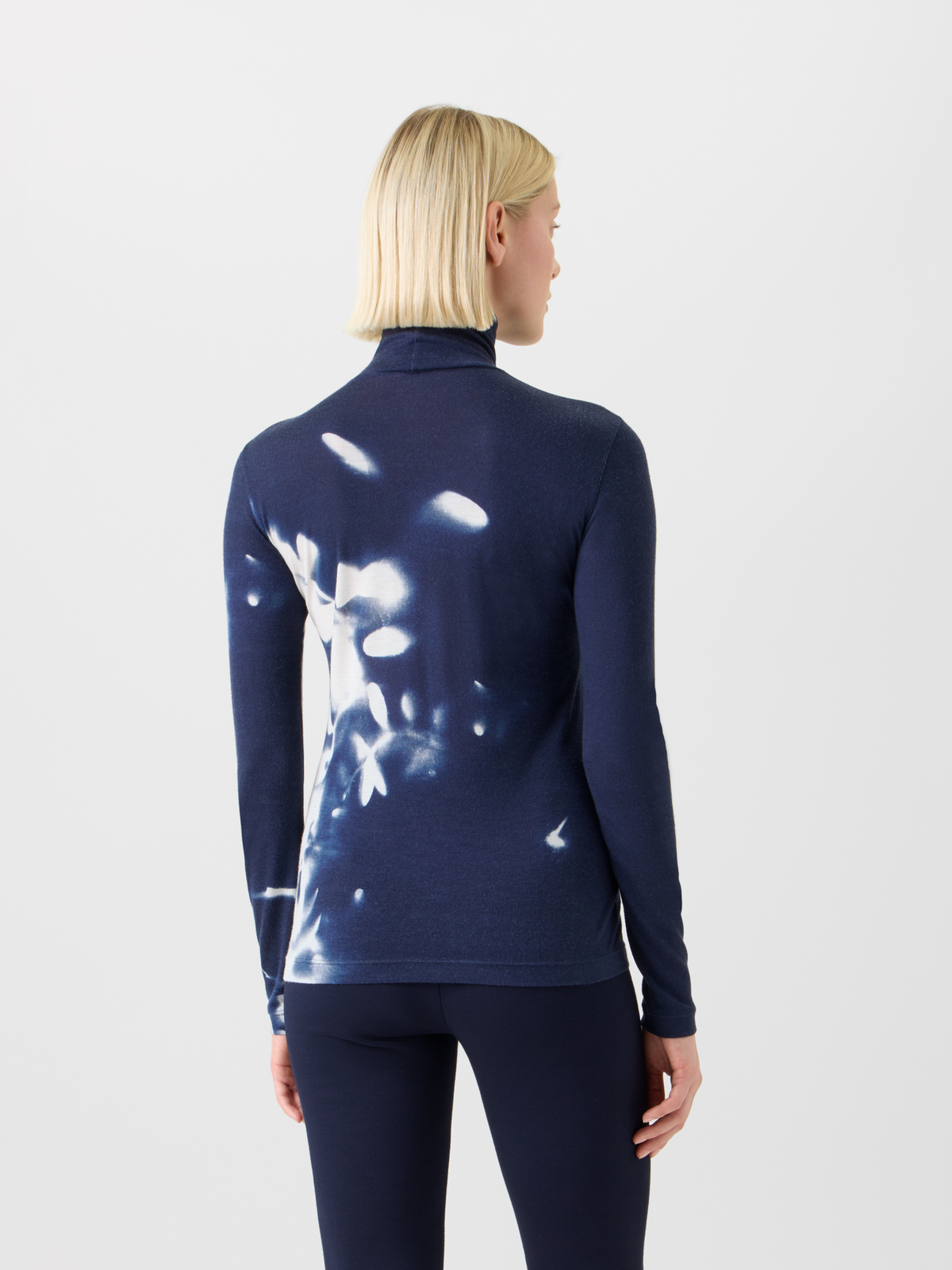 Designer カシミヤシルクジャージー ・Tシャツ - ネイビー - ブルー #editorial