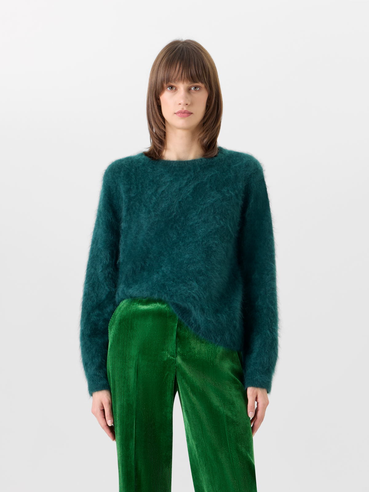 Designer クラウドカシミヤ ニットプルオーバー - グリーン 