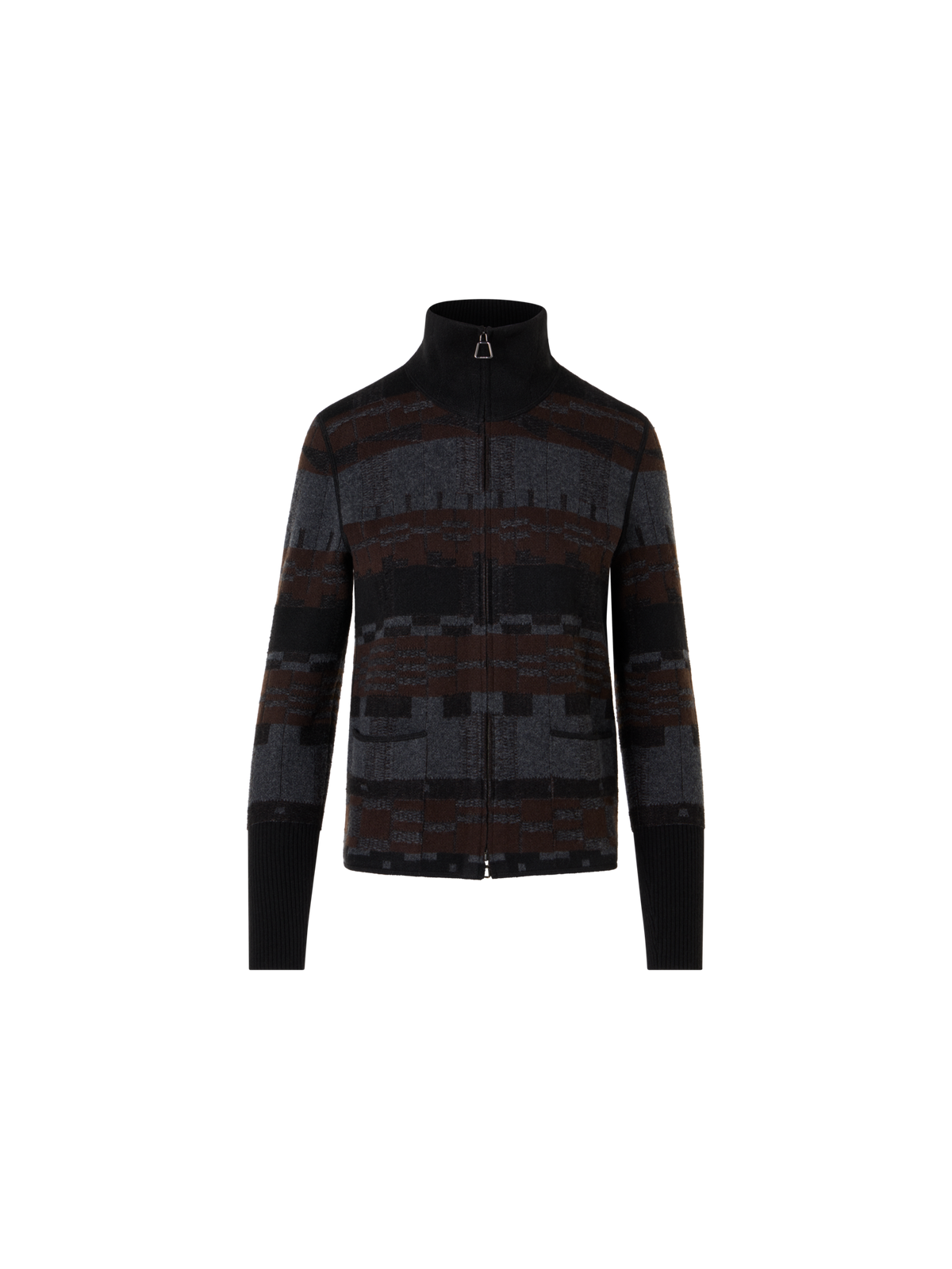 Designer カシミヤ ニットカーディガン - ブラウン - グレー