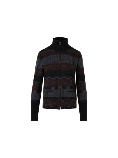 Designer カシミヤ ニットカーディガン - ブラウン - グレー