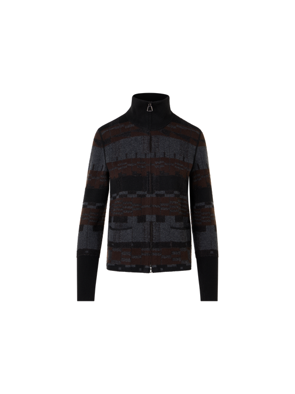 Designer カシミヤ ニットカーディガン - ブラウン - グレー