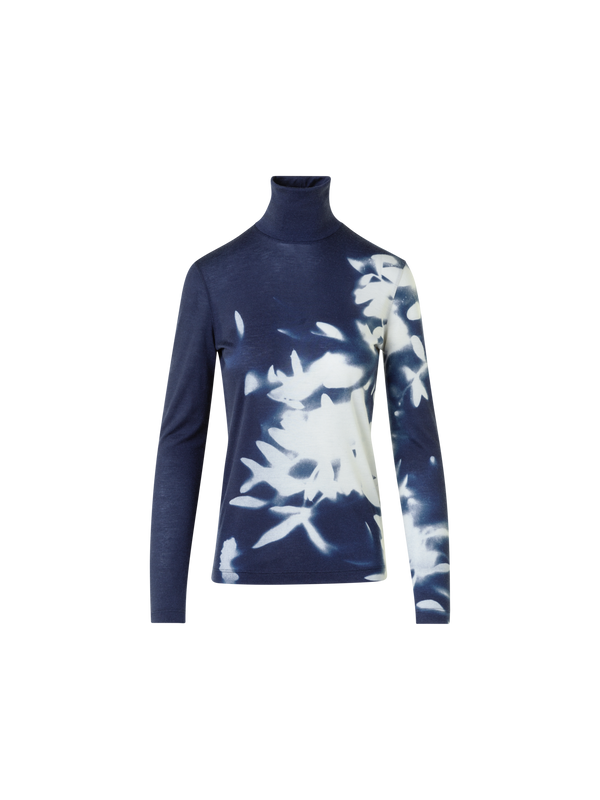 Designer カシミヤシルクジャージー ・Tシャツ - ネイビー - ブルー