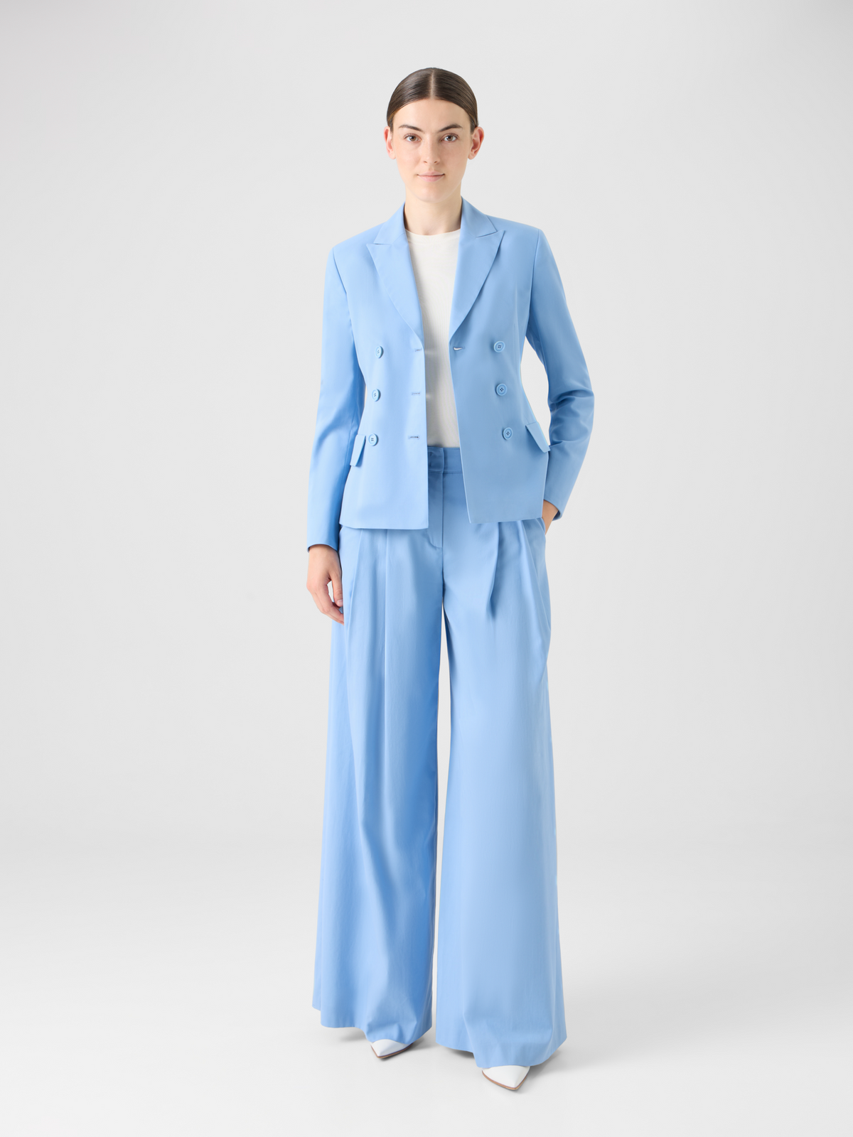 Designer コットンストレッチギャバジン ・ジャケット - ブルー #editorial