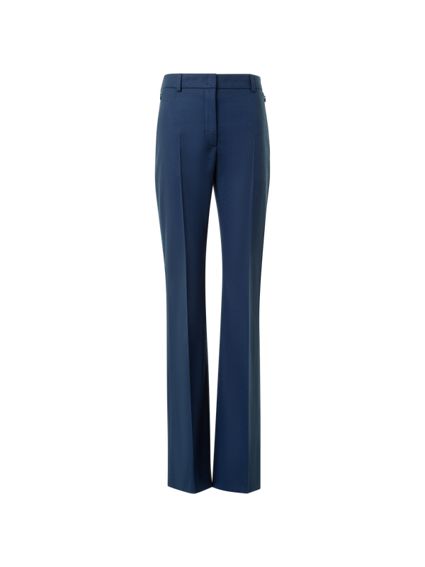 Designer ウールストレッチフランネル ・パンツ - ネイビー - ブルー