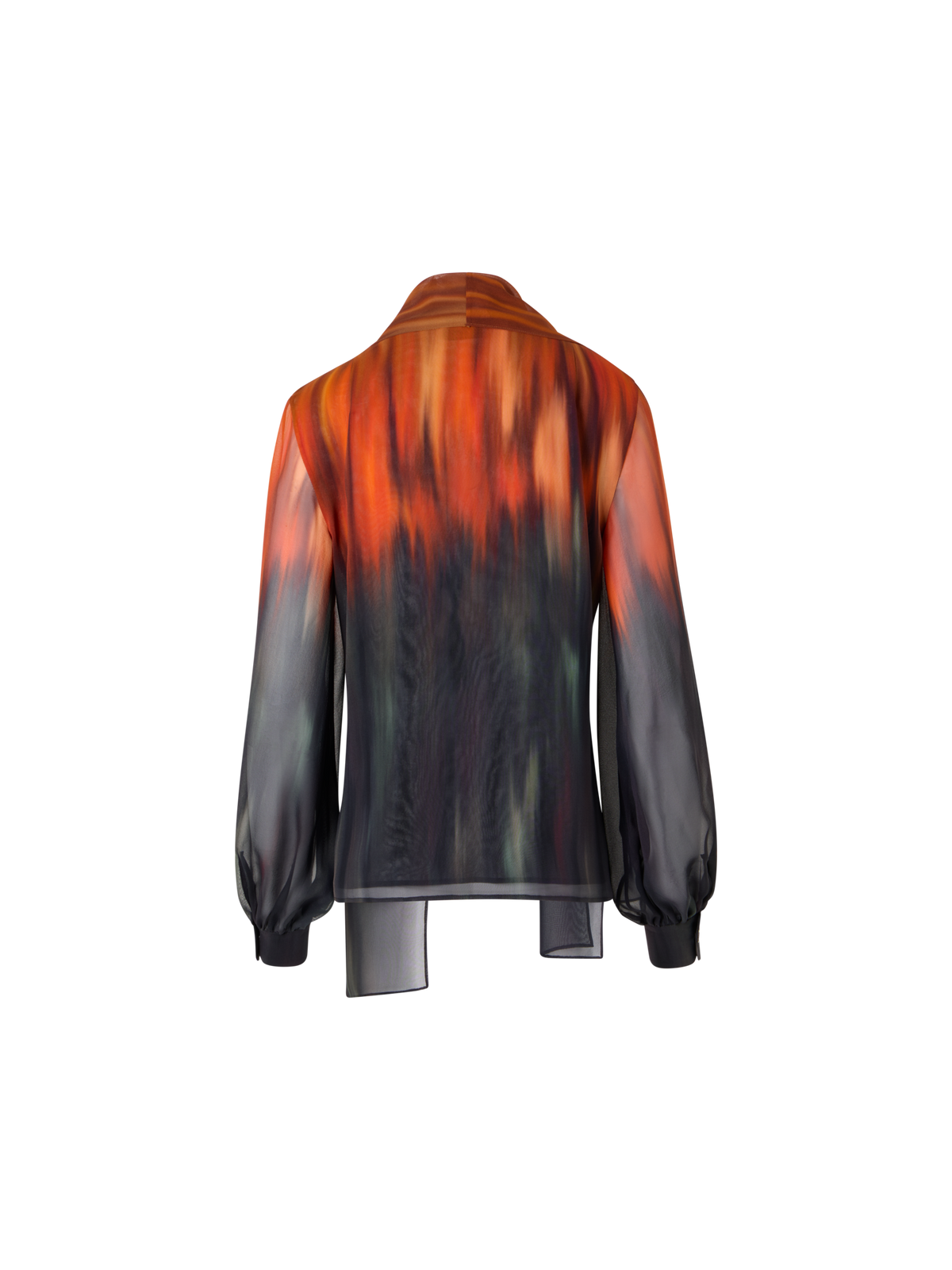 Designer シルクジョーゼット ブラウス - ブラック - オレンジ - レッド