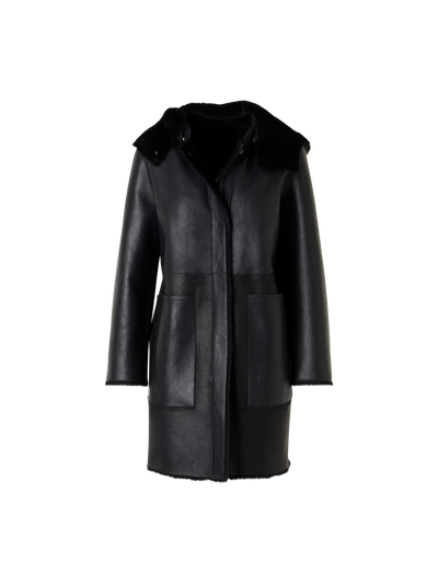 Designer ラムシアリング コートThe Oxana Coat（オクサナ・コート） - ブラック