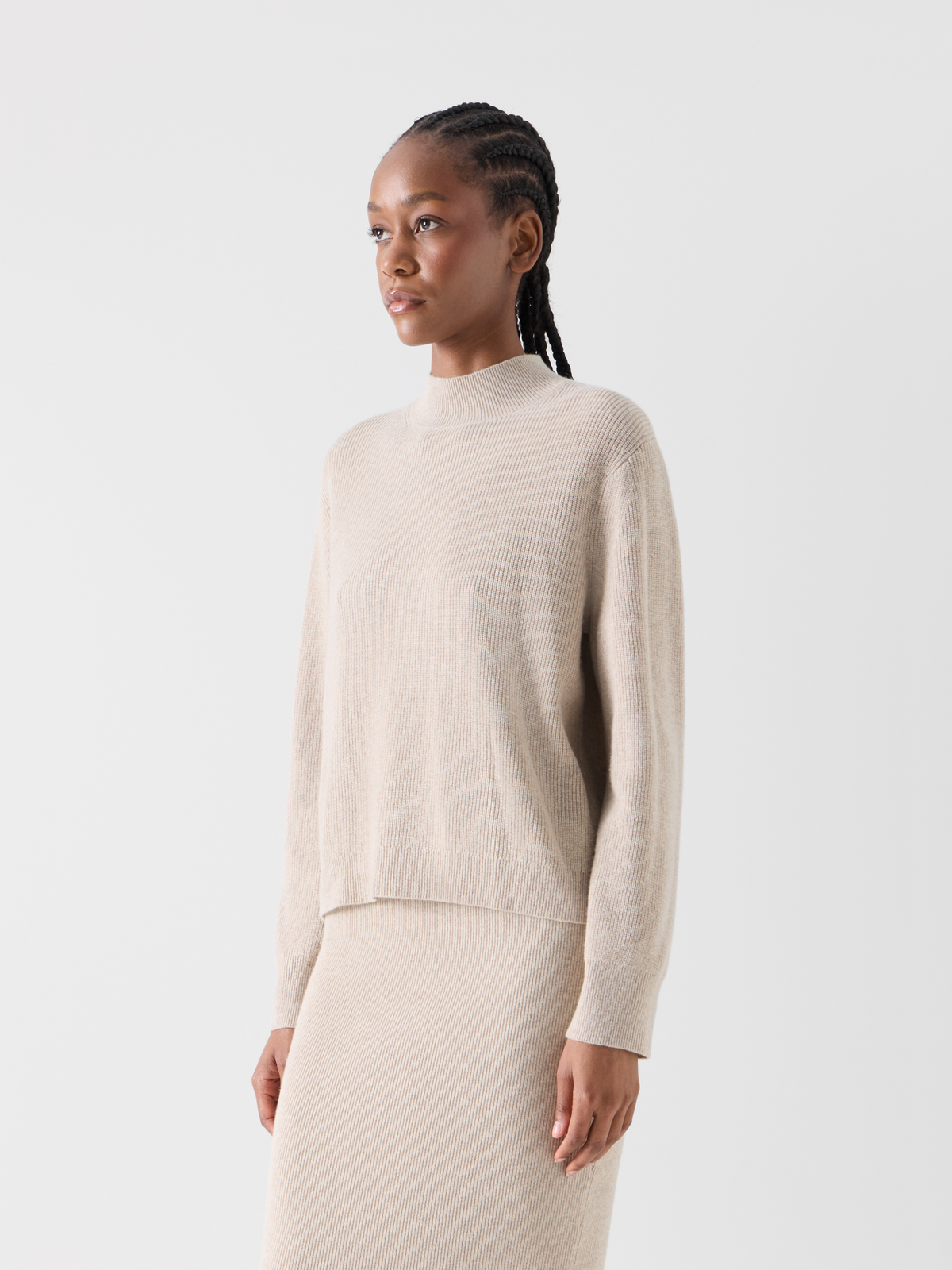 Designer ウールカシミヤ ニットプルオーバー - ベージュ #editorial