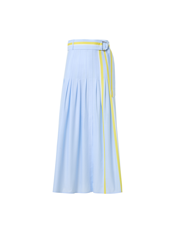Designer コットンシャンブレー ・スカート - ブルー