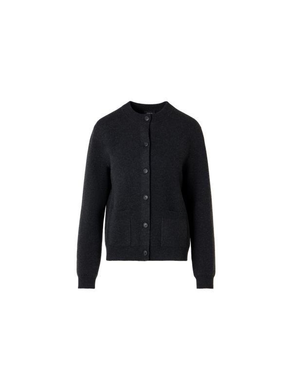 Designer カシミヤピケ ニットカーディガン - グレー