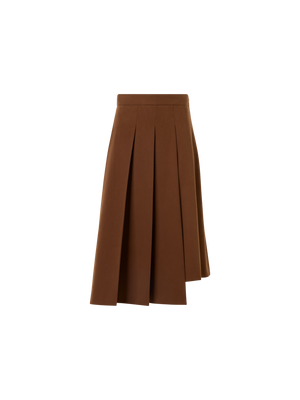 Designer コットンウールギャバジン スカート - ブラウン