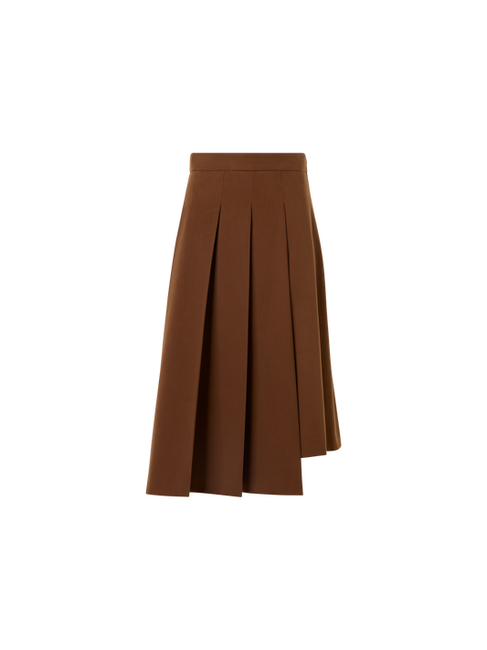 Designer コットンウールギャバジン スカート - ブラウン