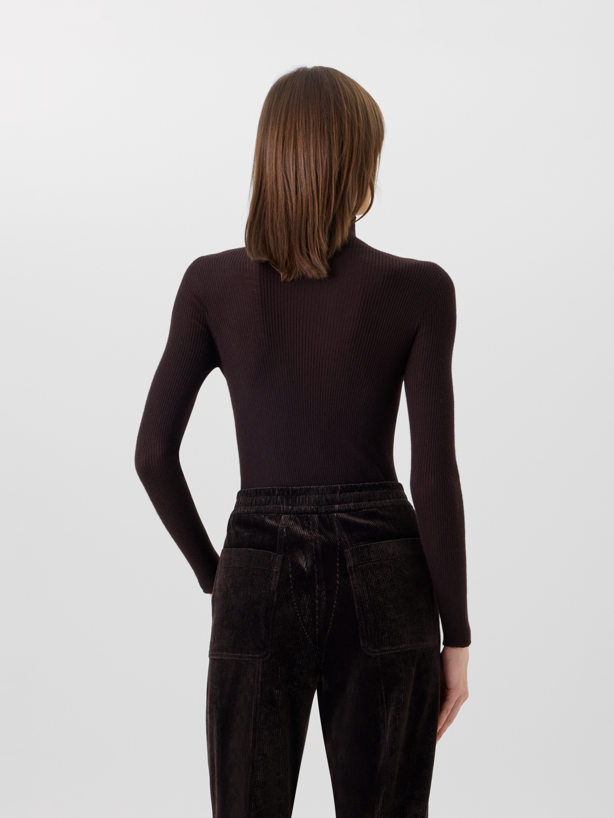 Designer カシミヤシルク ニットプルオーバー - ブラウン 