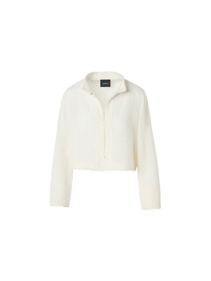 Designer フリンジ付きテクノグリッド素材 (ポリエステル) ・ジャケット - エクリュ