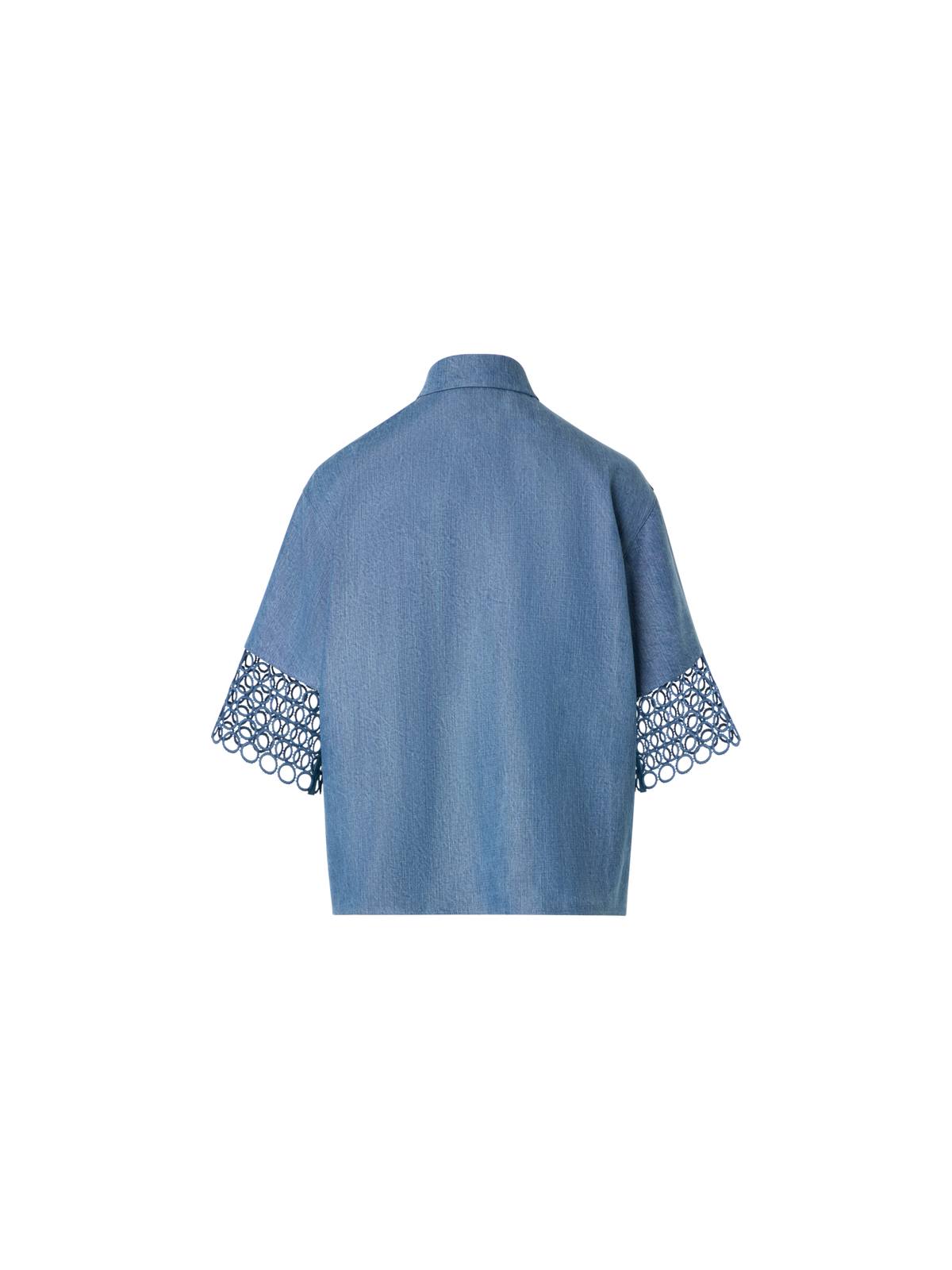 Designer ウォッシュドビスコースデニム ・ブラウス - ブルー