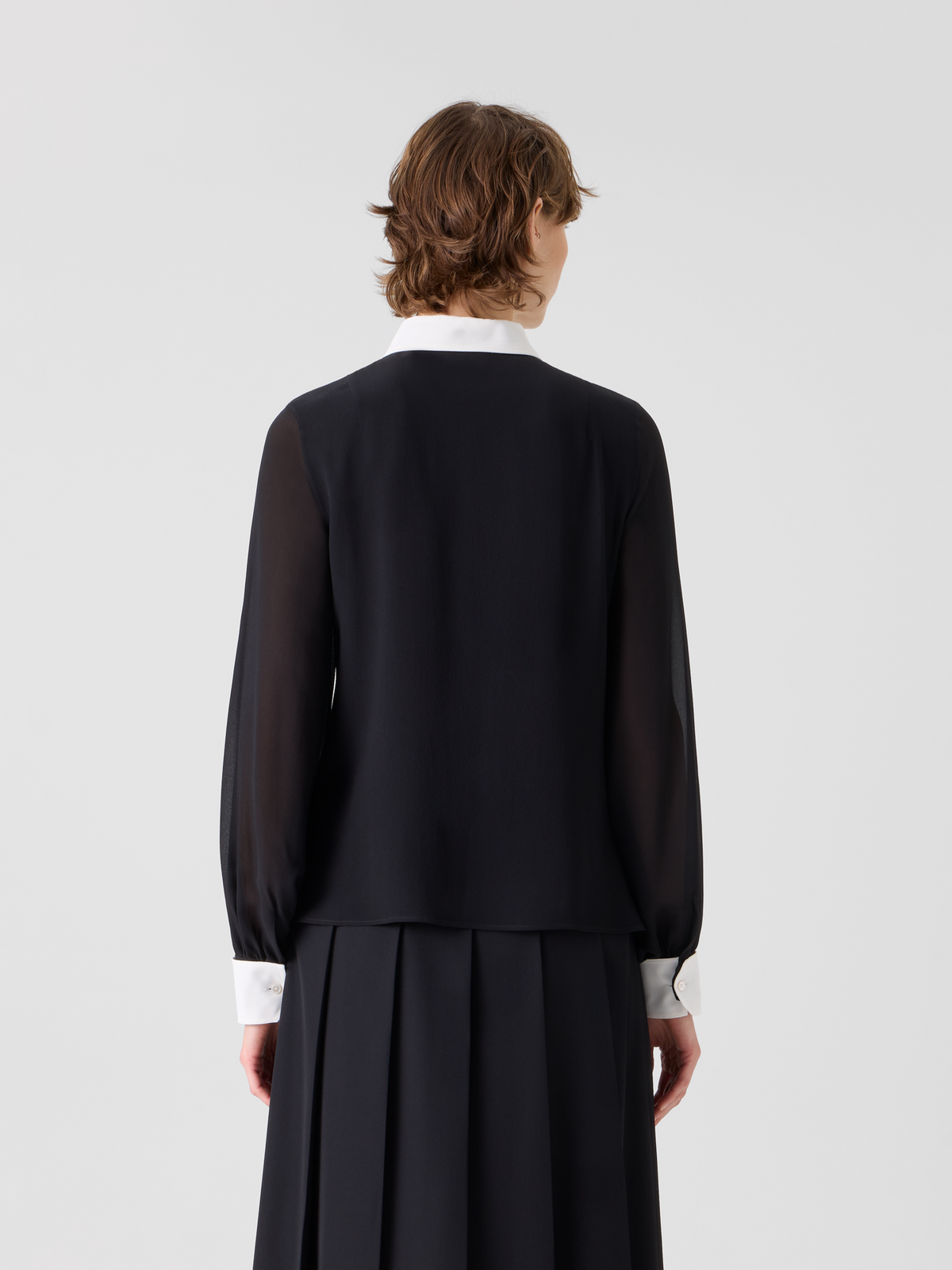 Designer シルクジョーゼット ・ブラウス - ブラック #editorial