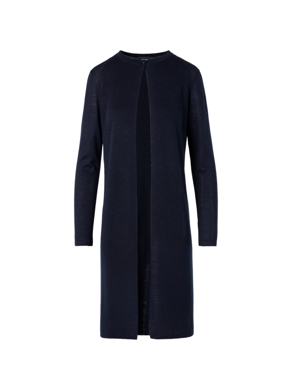 Designer リネンシルク ・ニットカーディガン - ネイビー
