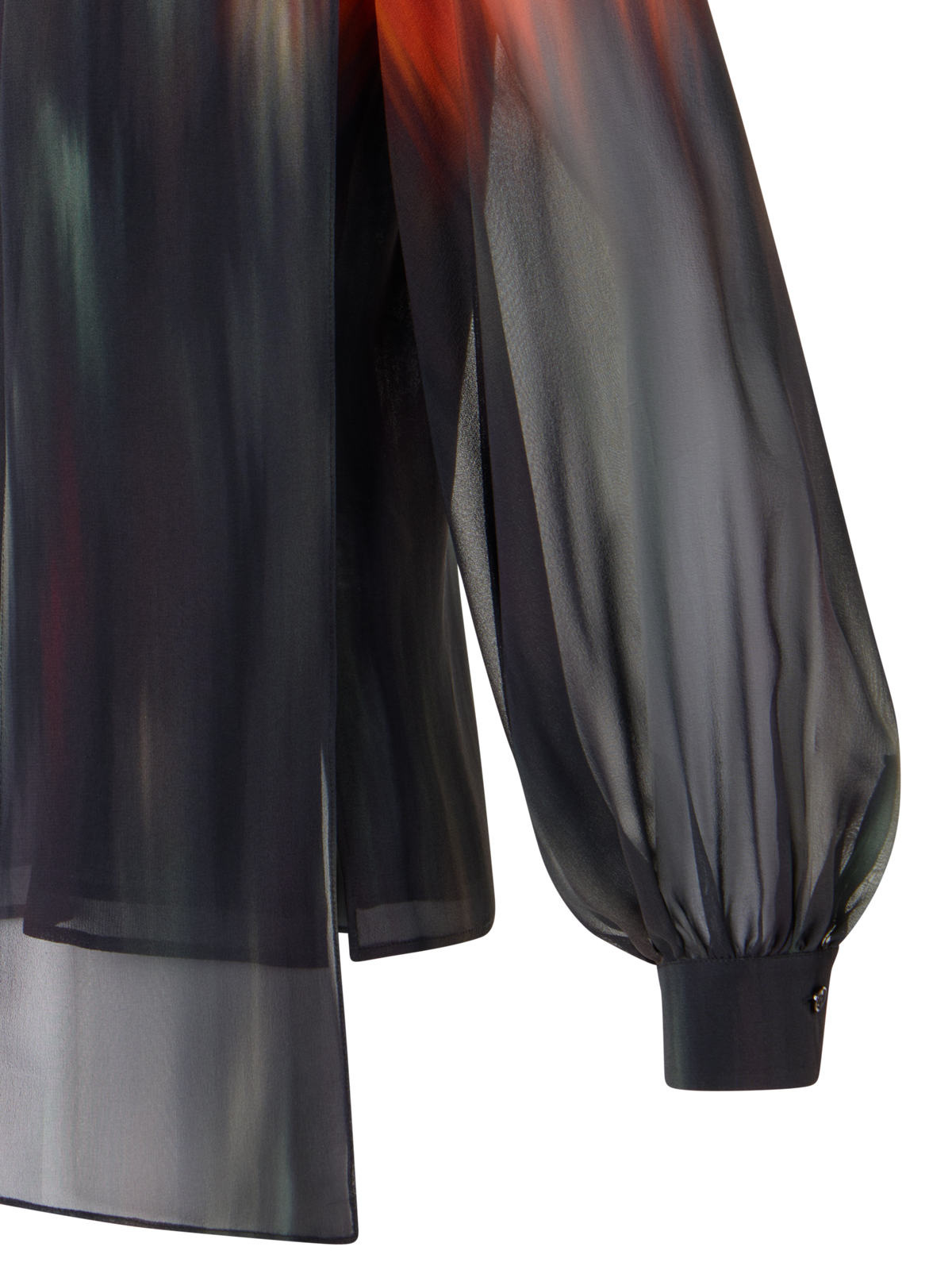 Designer シルクジョーゼット ブラウス - ブラック - オレンジ - レッド