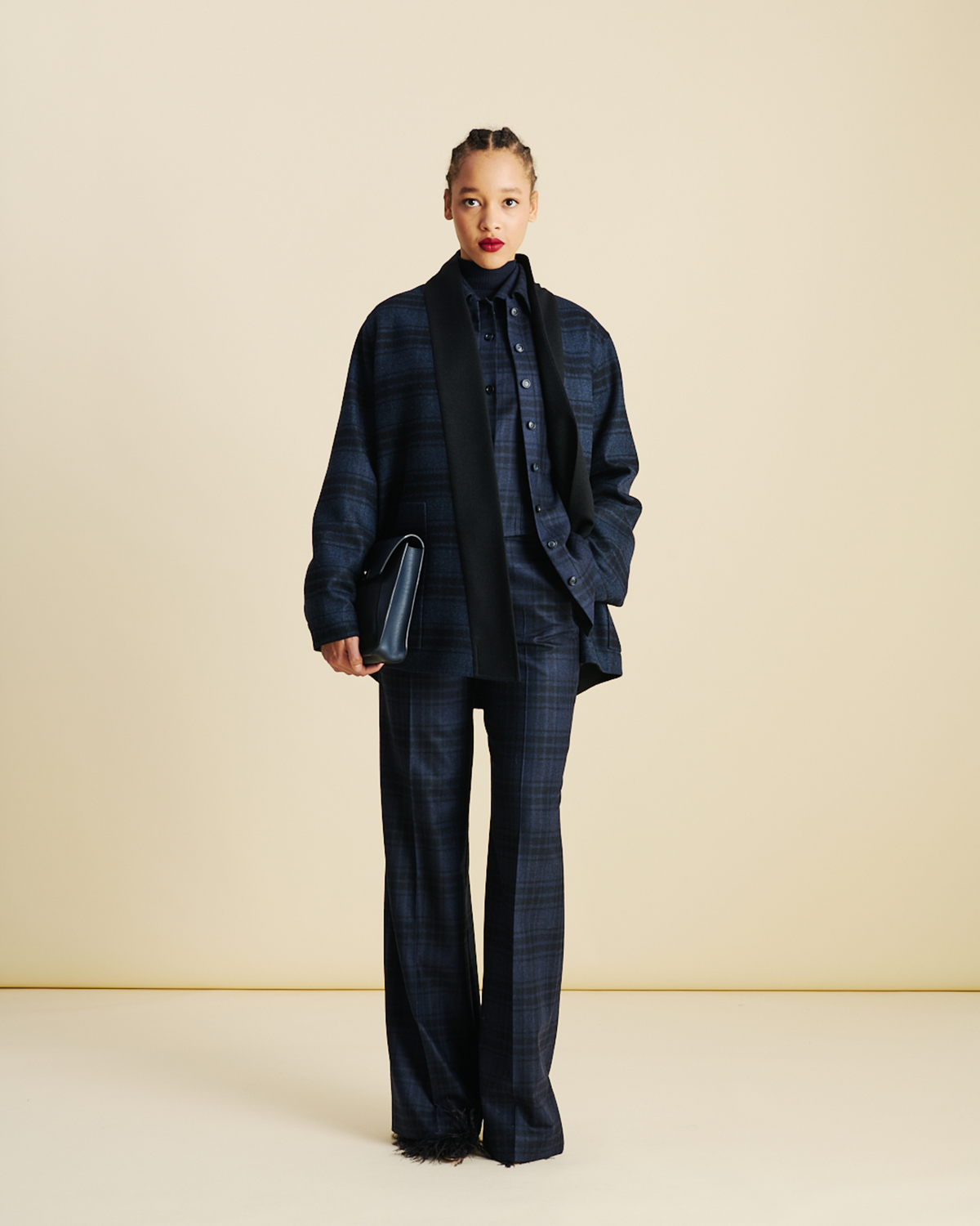 Designer ウールフランネル ・パンツ - ネイビー - ブルー #editorial