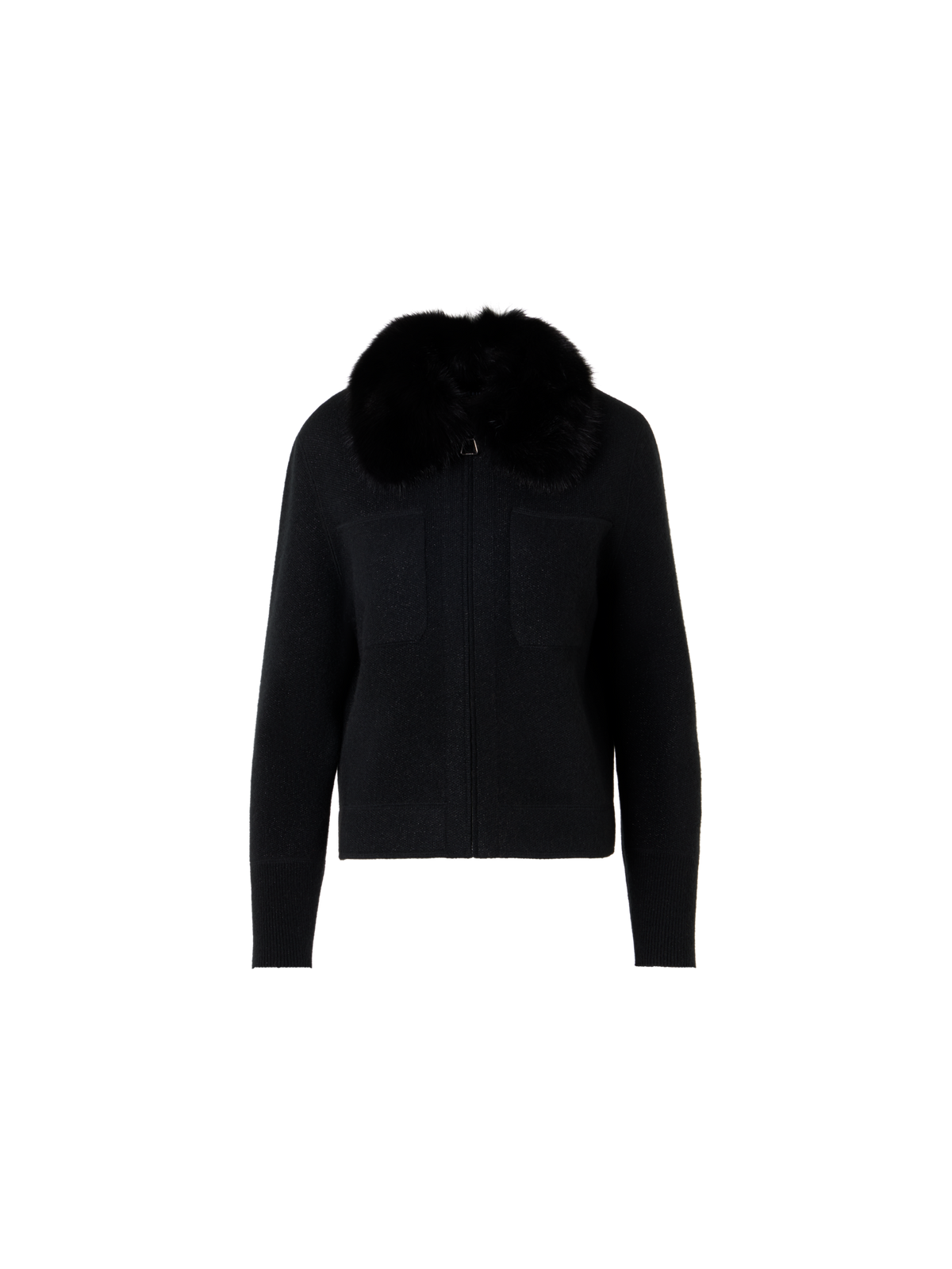Designer カシミヤラメ ニットカーディガン - ブラック
