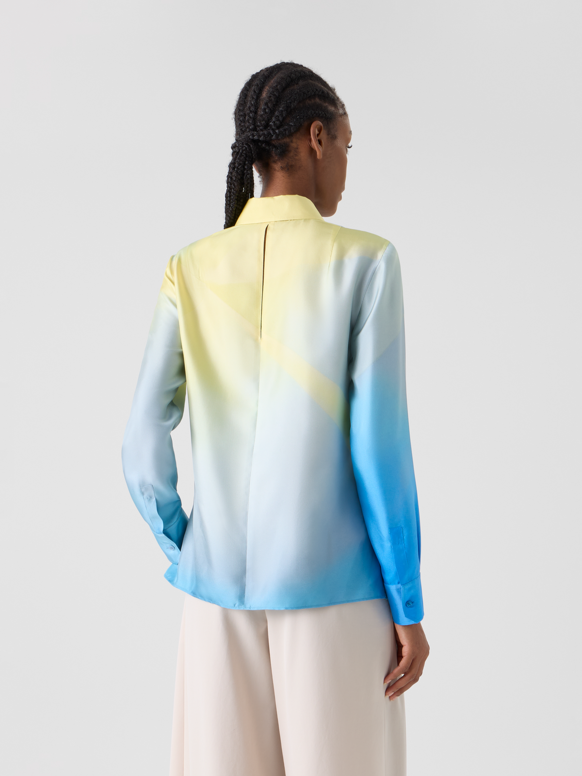 Designer シルクツイル ・ブラウス - ブルー #editorial