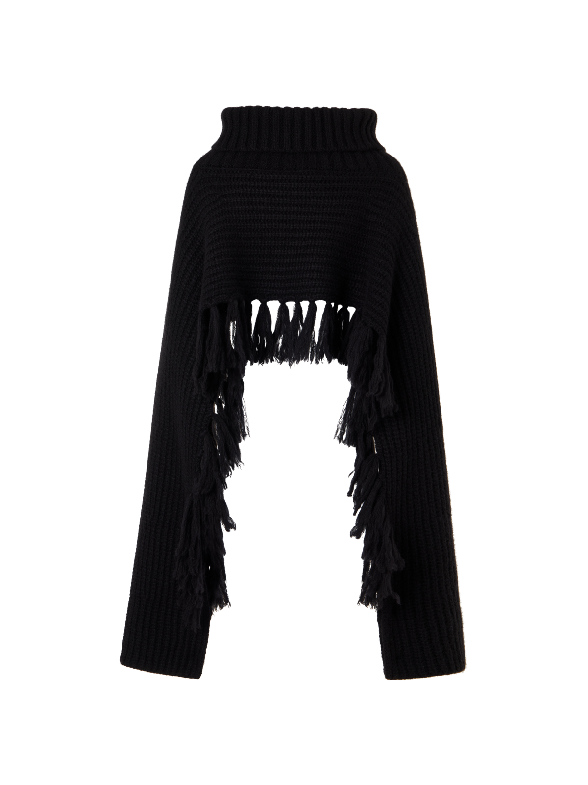 Designer カシミヤシルク ニットケープスカーフ - ブラック