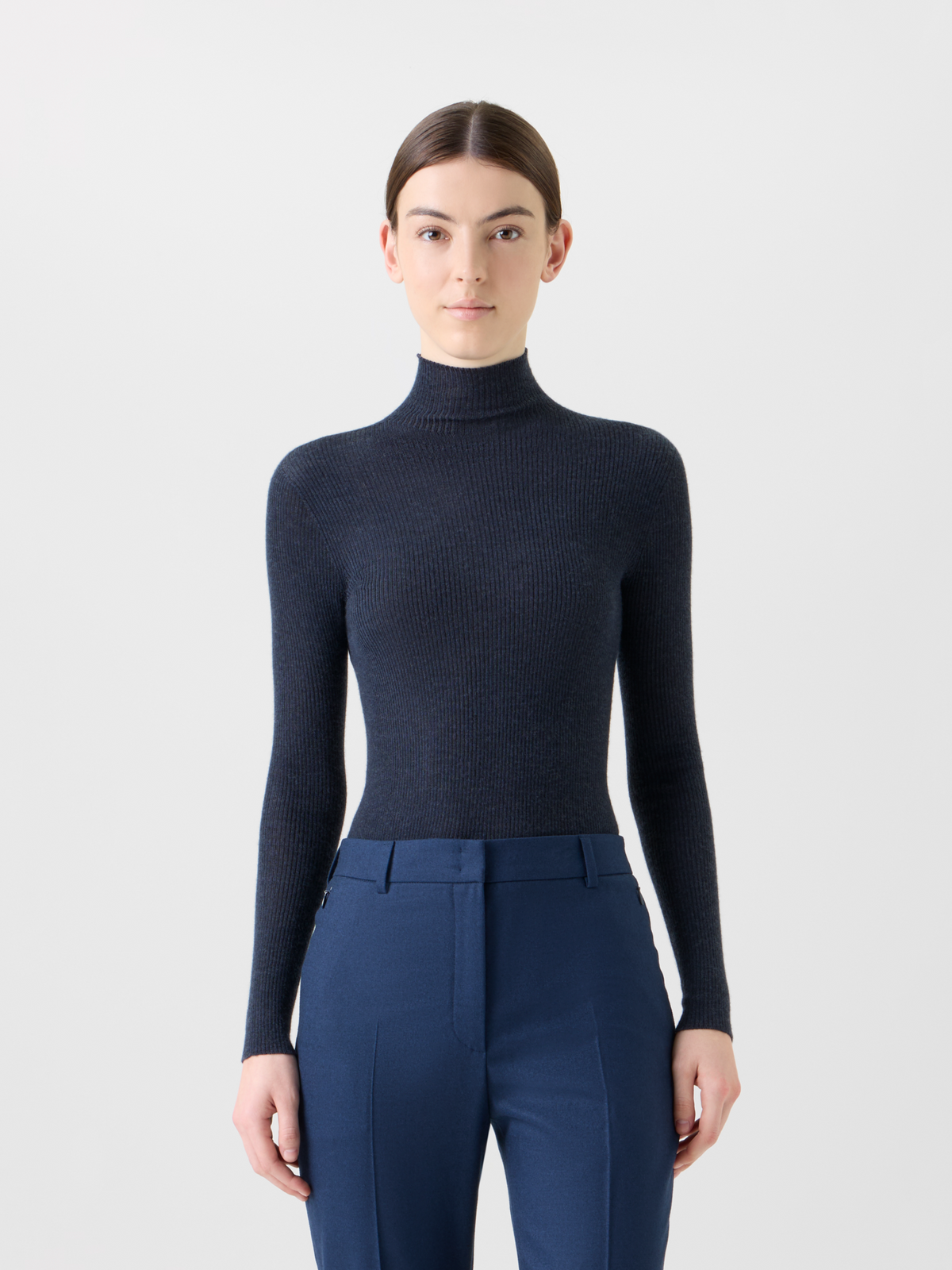 Designer カシミヤシルク ・ニットプルオーバー - ネイビー - ブルー #editorial