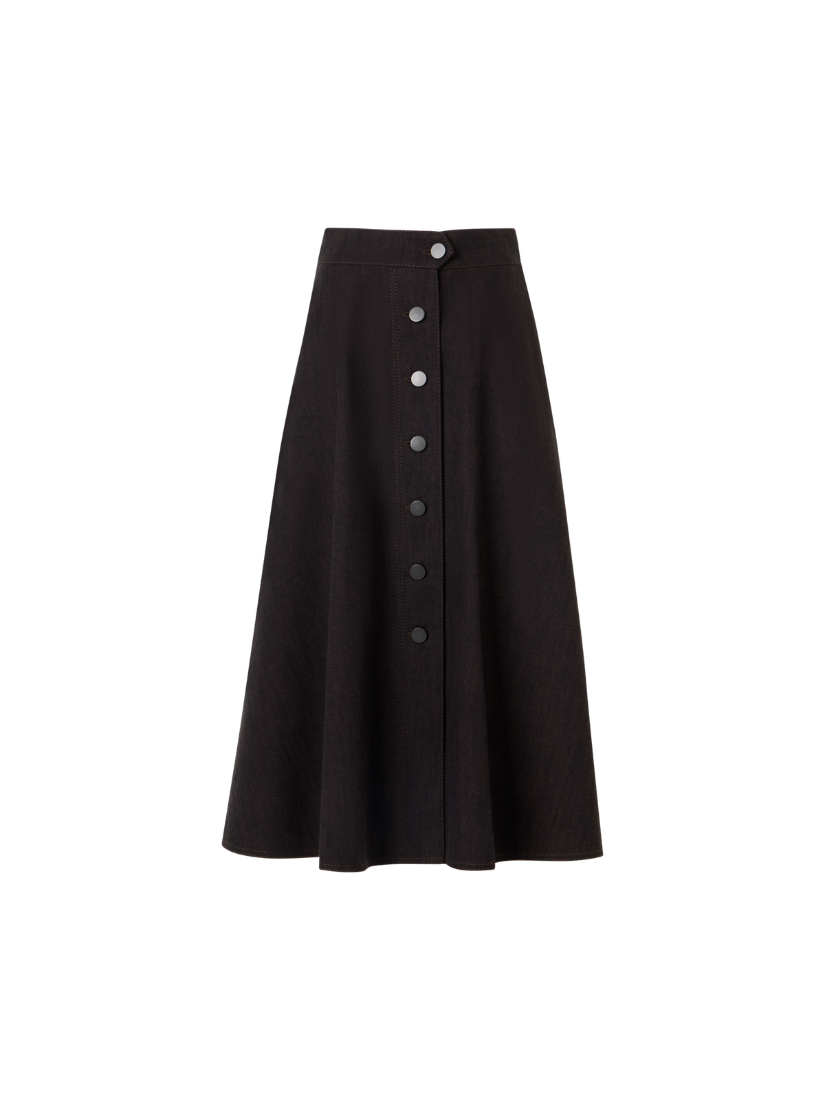 Designer ブラッシュドコットンデニム スカート - ブラウン