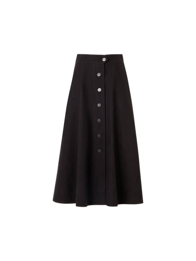 Designer ブラッシュドコットンデニム スカート - ブラウン