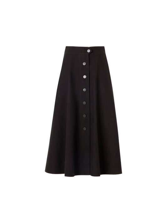 Designer ブラッシュドコットンデニム スカート - ブラウン