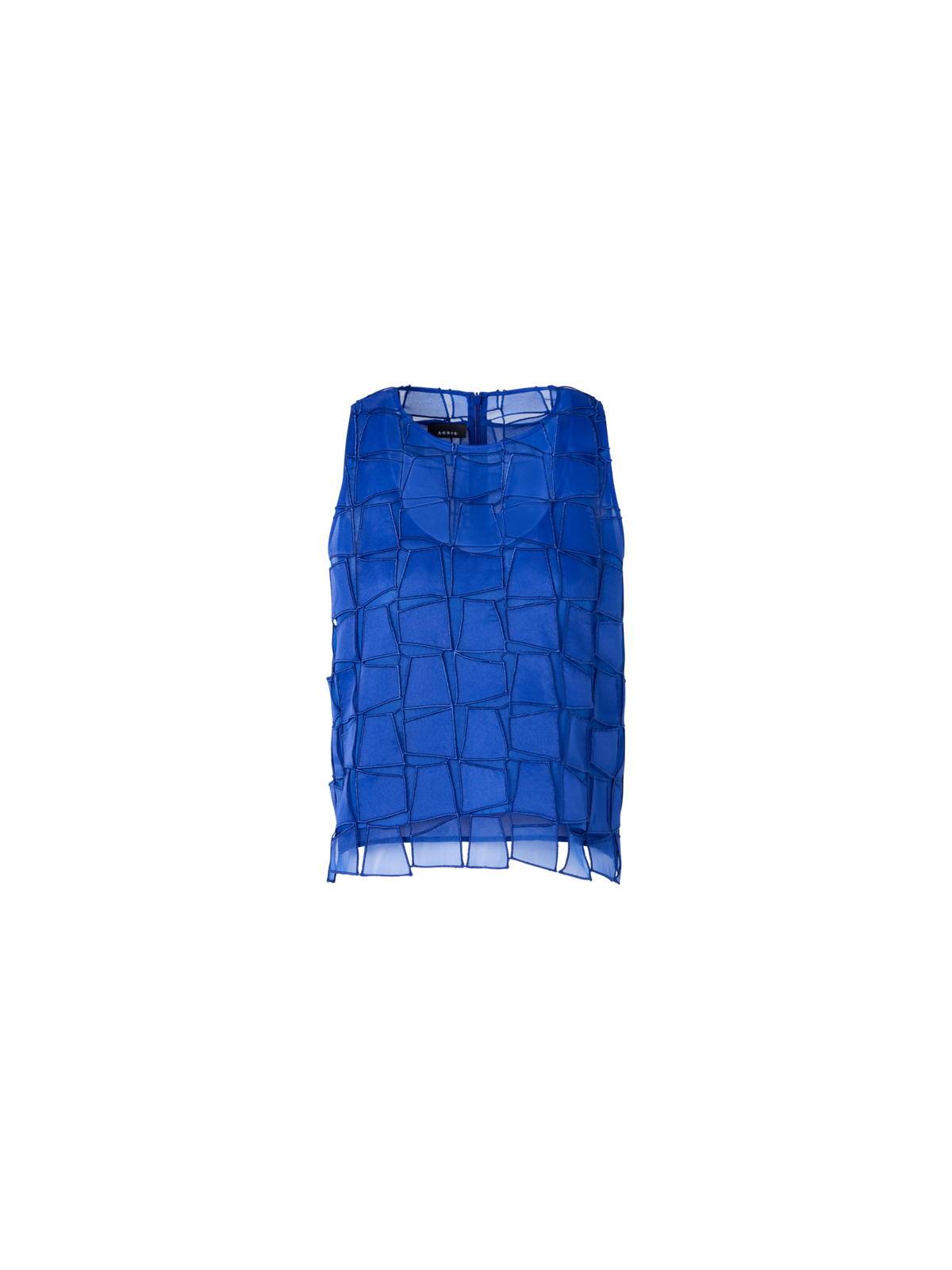 Designer オーガンザ トラぺゾイドエンブロイダリー ・ブラウス - ブルー