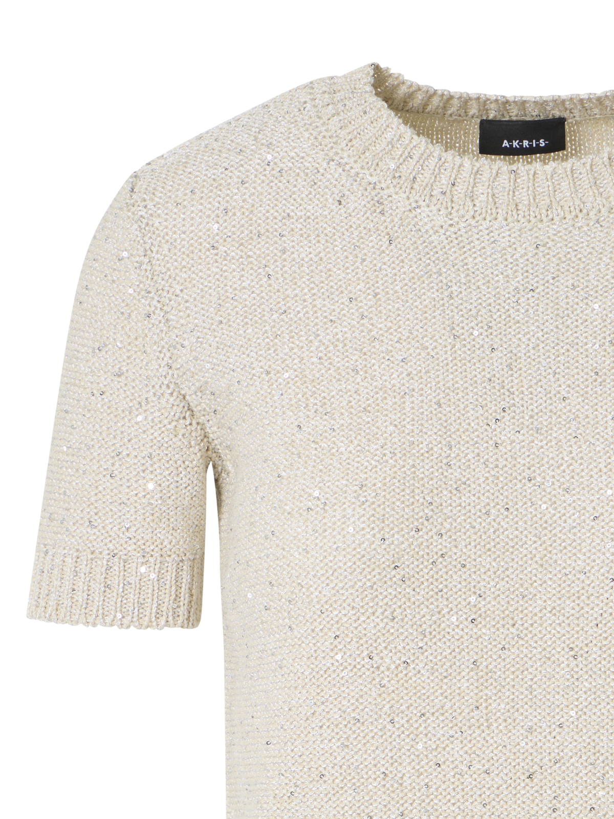 Designer リネンコットンブレンド ・ニットプルオーバー - ベージュ