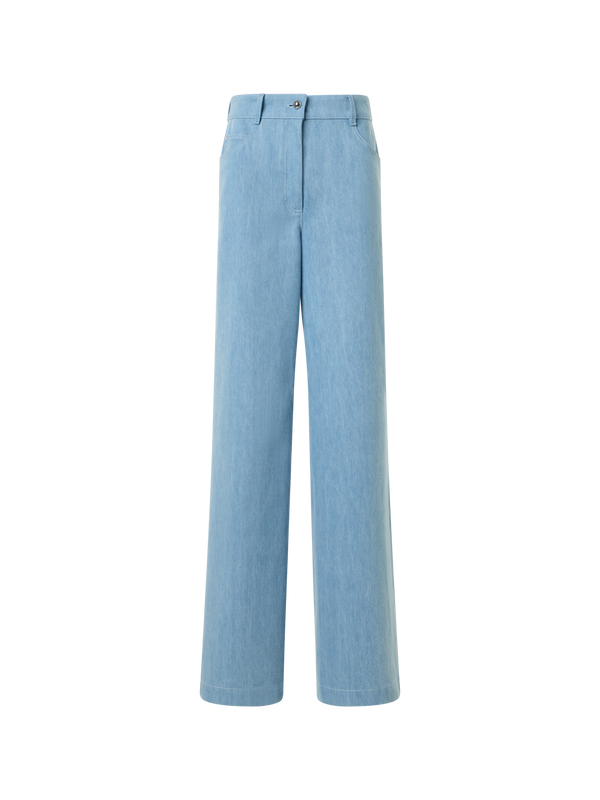 Designer ウォッシュドコットンデニム ・パンツ - ブルー