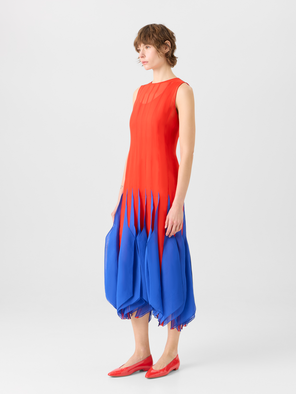 Designer パナマシルクオーガンザ ・ドレス - レッド #editorial