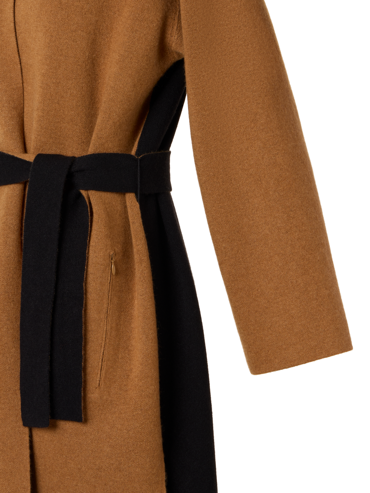 Designer カシミヤダブルフェイス ニットコート - ブラウン - ブラック