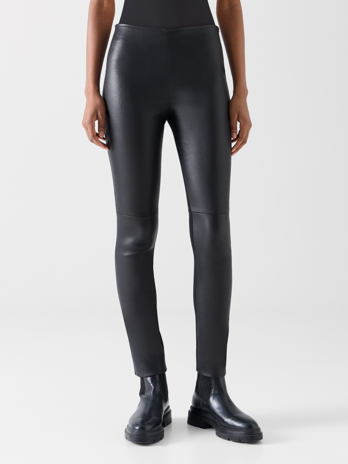 Designer レザー×ジャージー パンツ The Fancy Legging（ファンシー・レギンス） - ブラック 