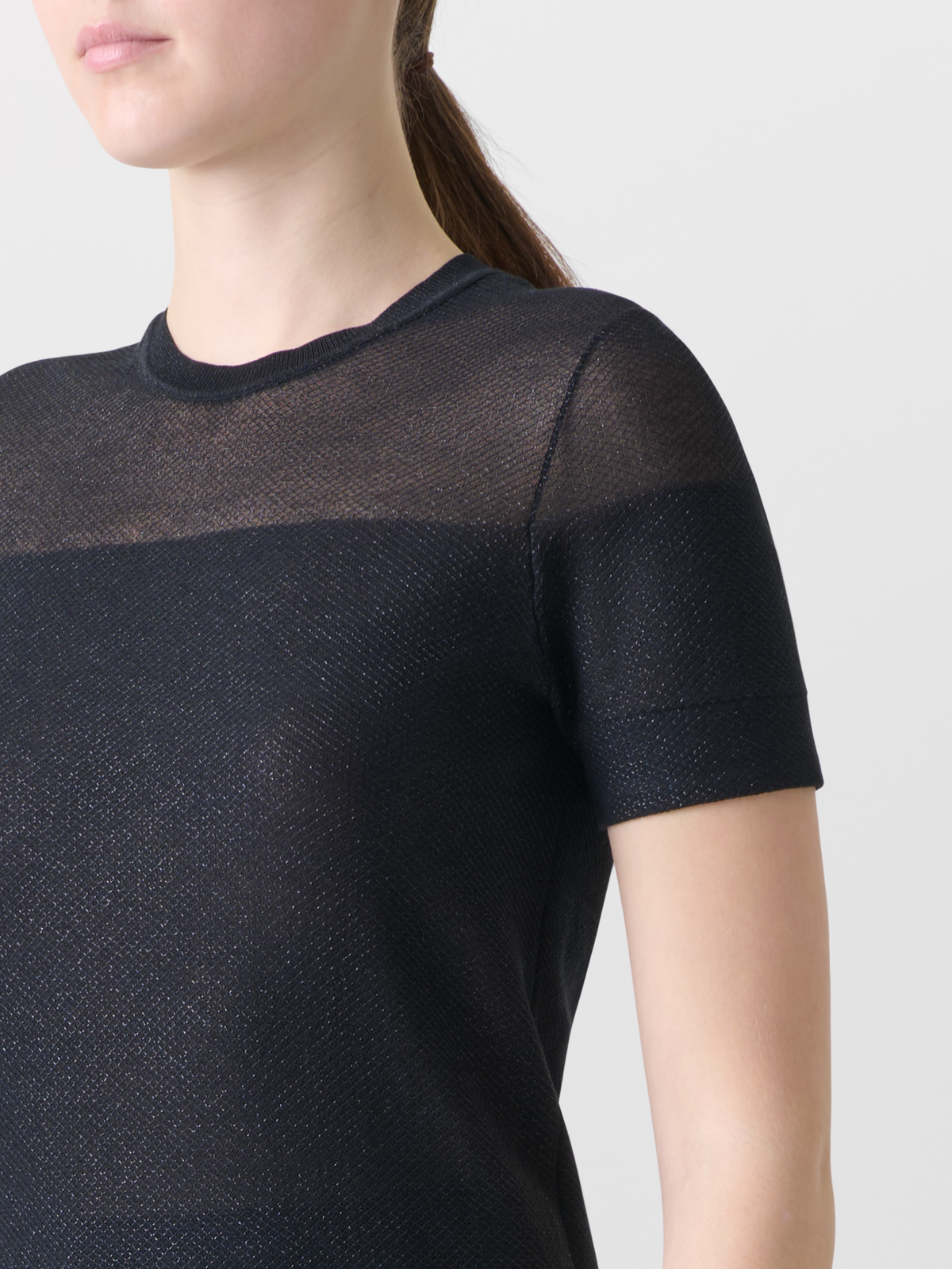 Designer コットンネットルーレックスニット ・ニットプルオーバー - ブラック #editorial