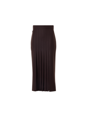 Designer ウールストレッチフランネル スカート - ブラウン