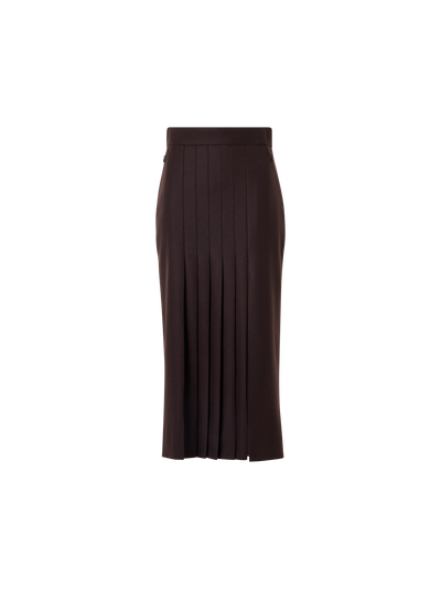 Designer ウールストレッチフランネル スカート - ブラウン
