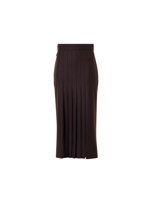 Designer ウールストレッチフランネル スカート - ブラウン