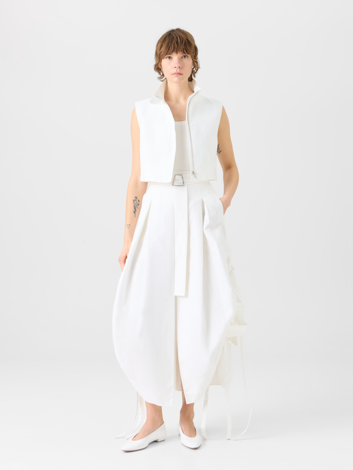 Designer コットンダブルフェイス ・ジレ - エクリュ 