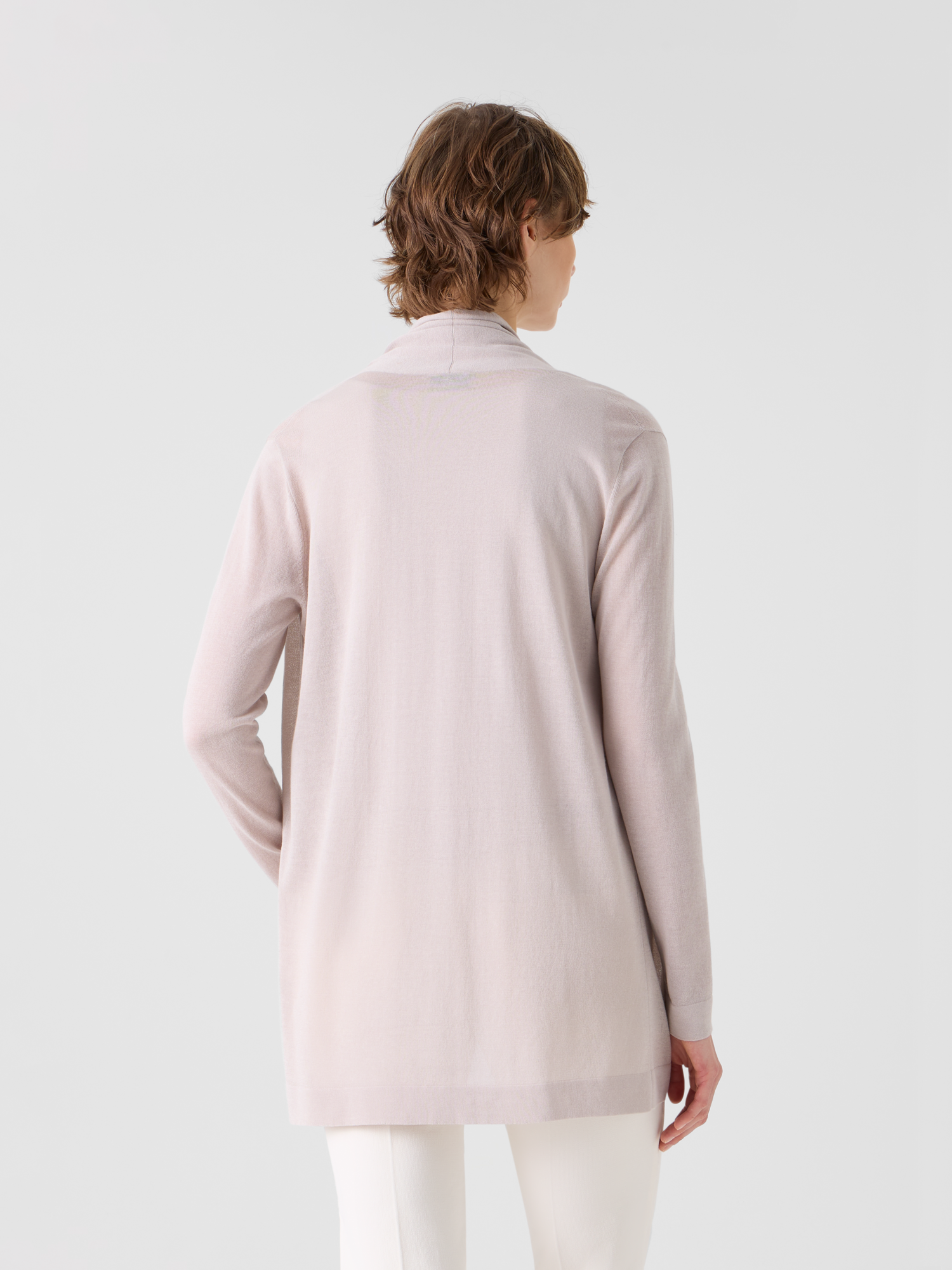 Designer シルクコットン ・ニットカーディガン - ベージュ 