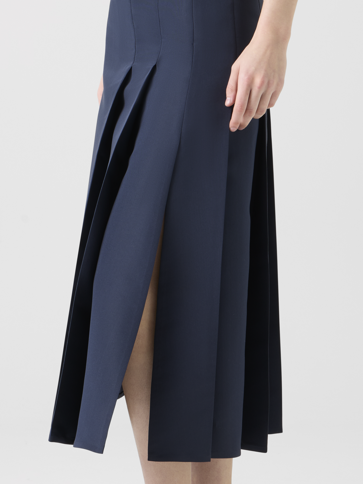 Designer オットマンシルク ・スカート - ネイビー - ブルー #editorial