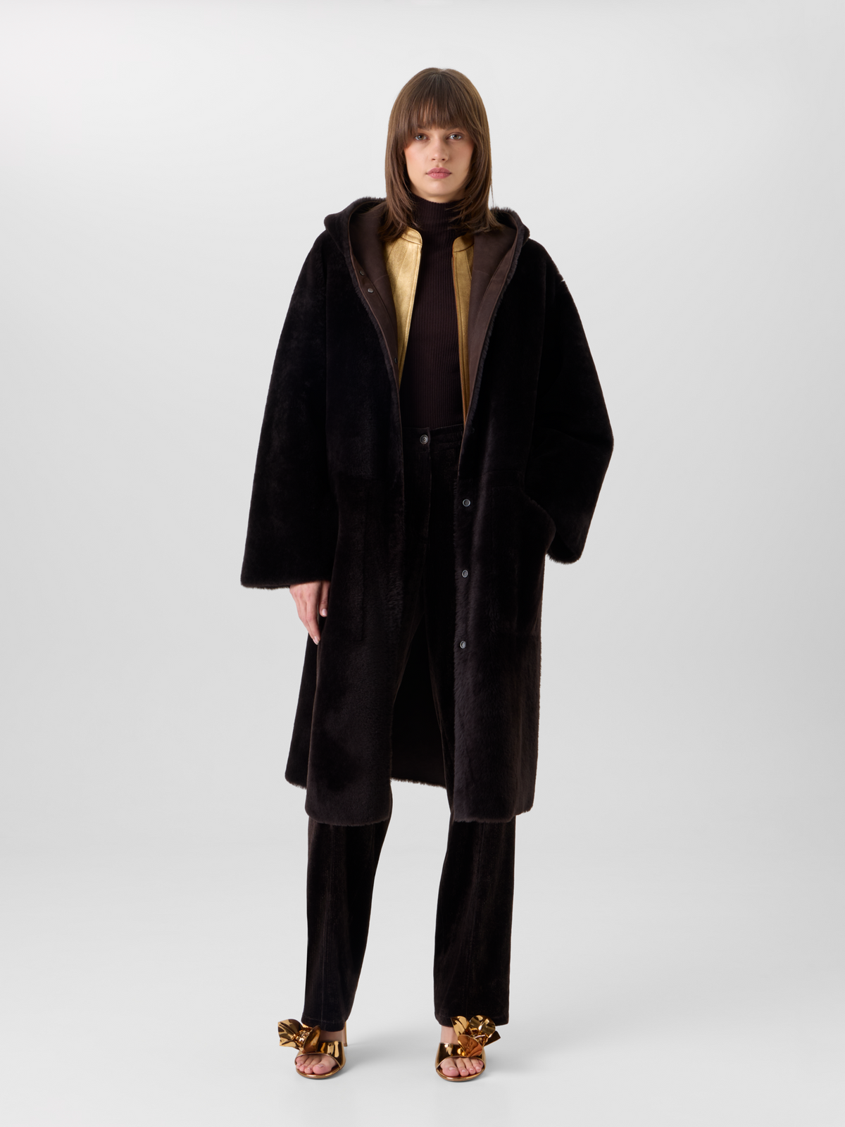 Designer ラムシアリング コート The Basil Coat（バジル・コート） - ブラウン #editorial