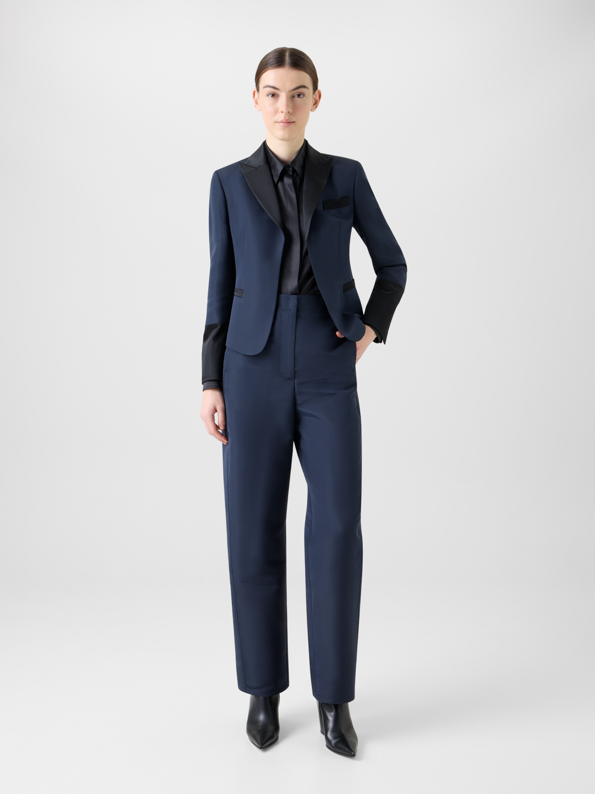 Designer オットマンシルク ・ジャケット - ネイビー - ブルー #editorial