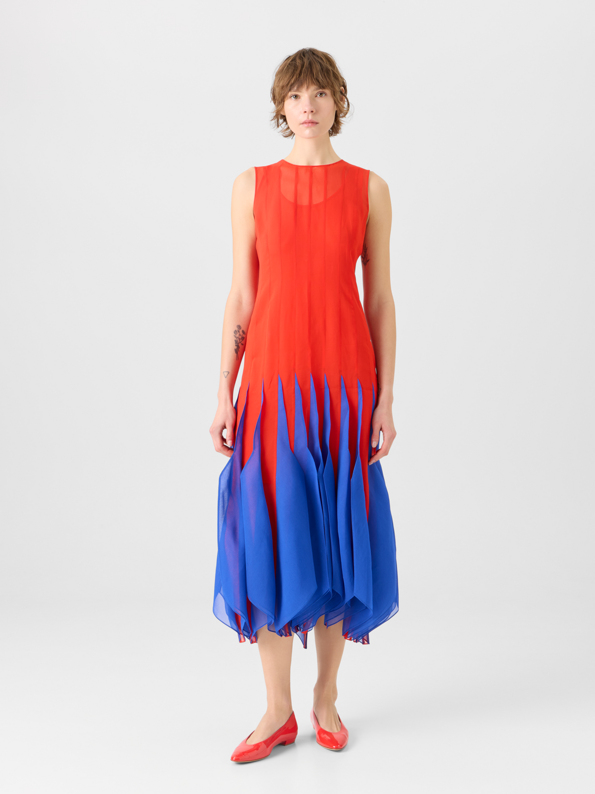 Designer パナマシルクオーガンザ ・ドレス - レッド #editorial