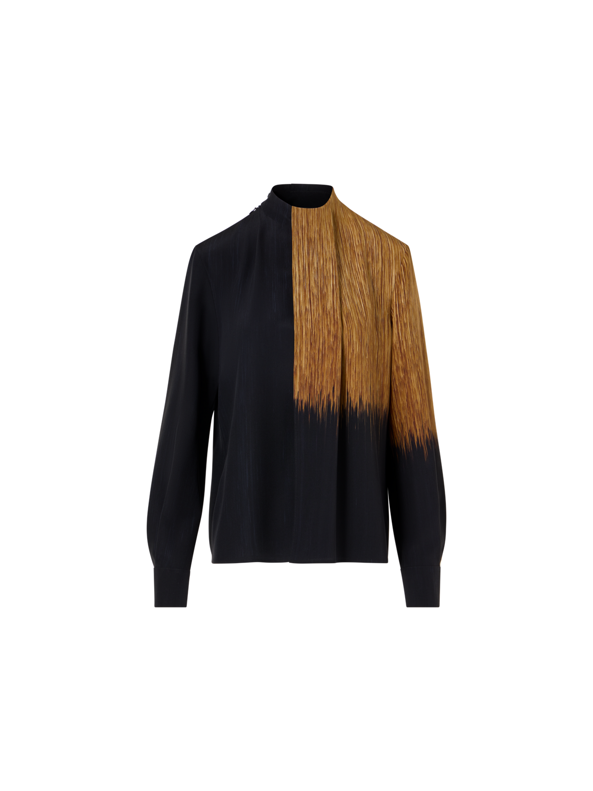 Designer シルククレープ ブラウス - ブラック - ブラウン